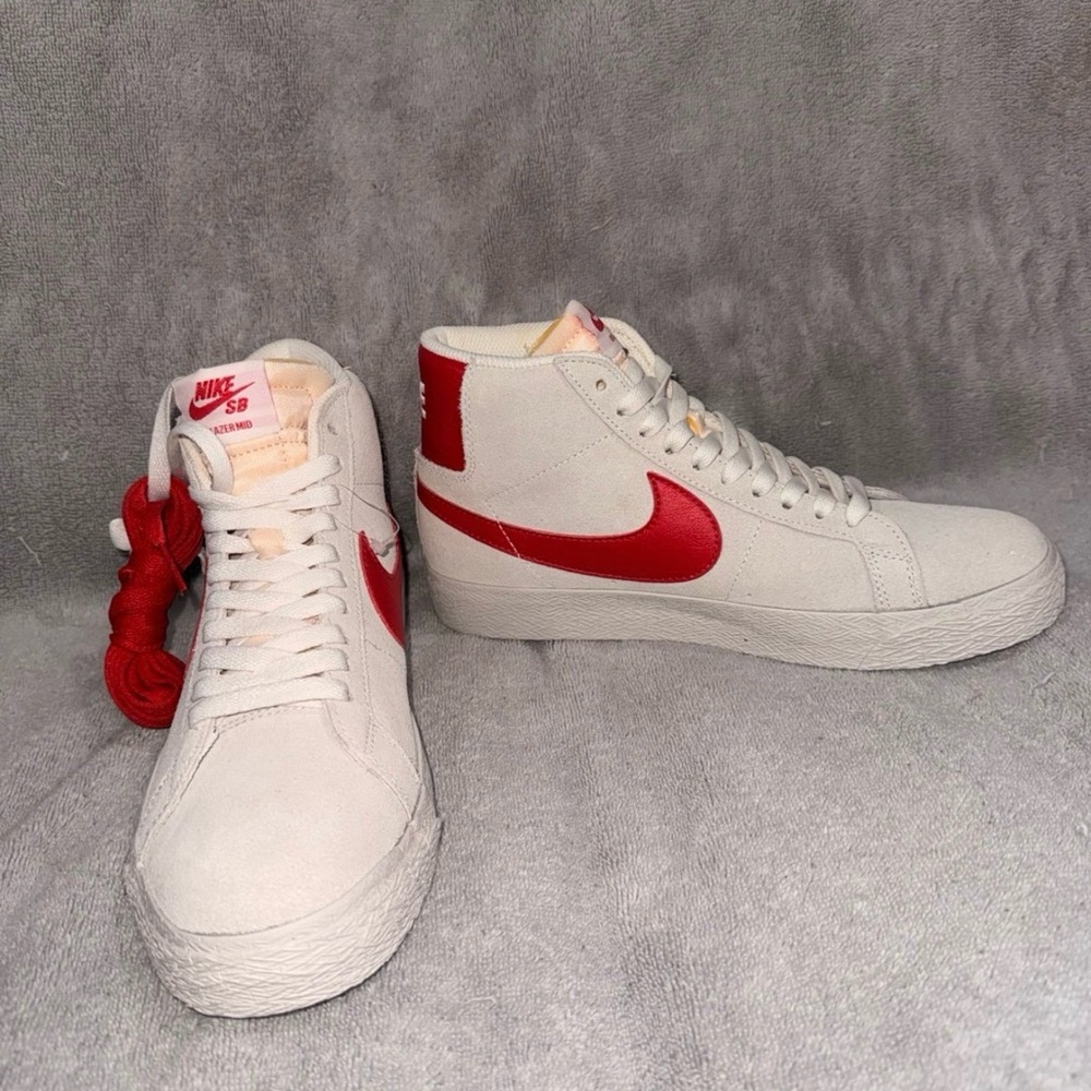 Nike White High-Tops with Red Accents